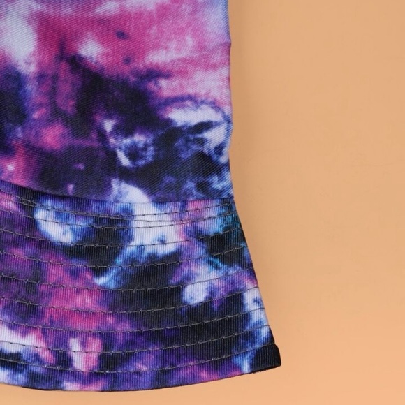 Street Tie Dye Bucket Hat one size Unisex Summer 90's Blue Purple Pink Galaxy - Picture 2 of 3